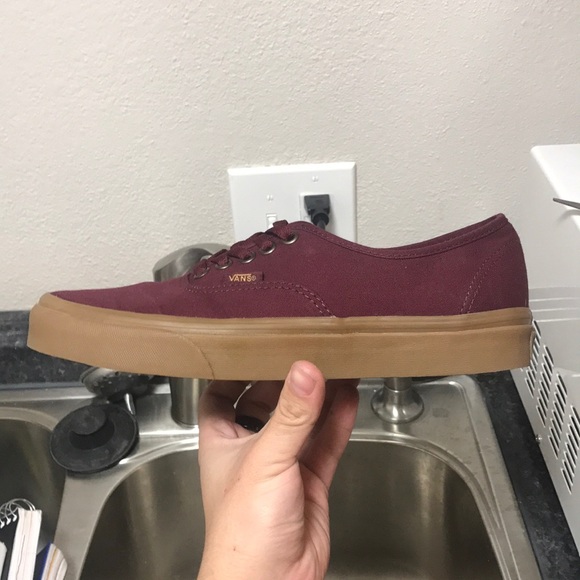 vans authentic maroon gum sole